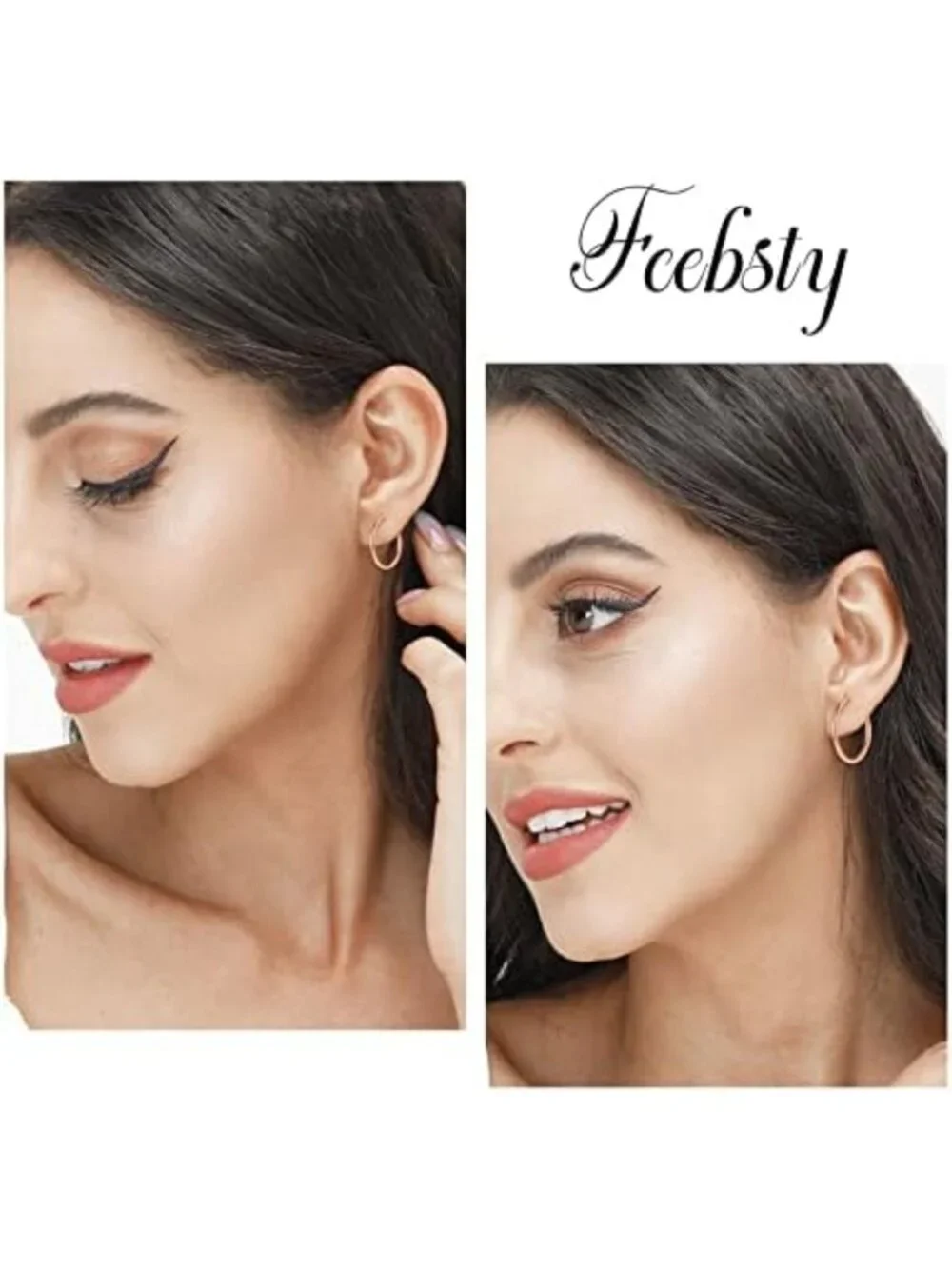 3 Pairs Sterling Silver Hoop Earrings | Small White Gold Plated for Women